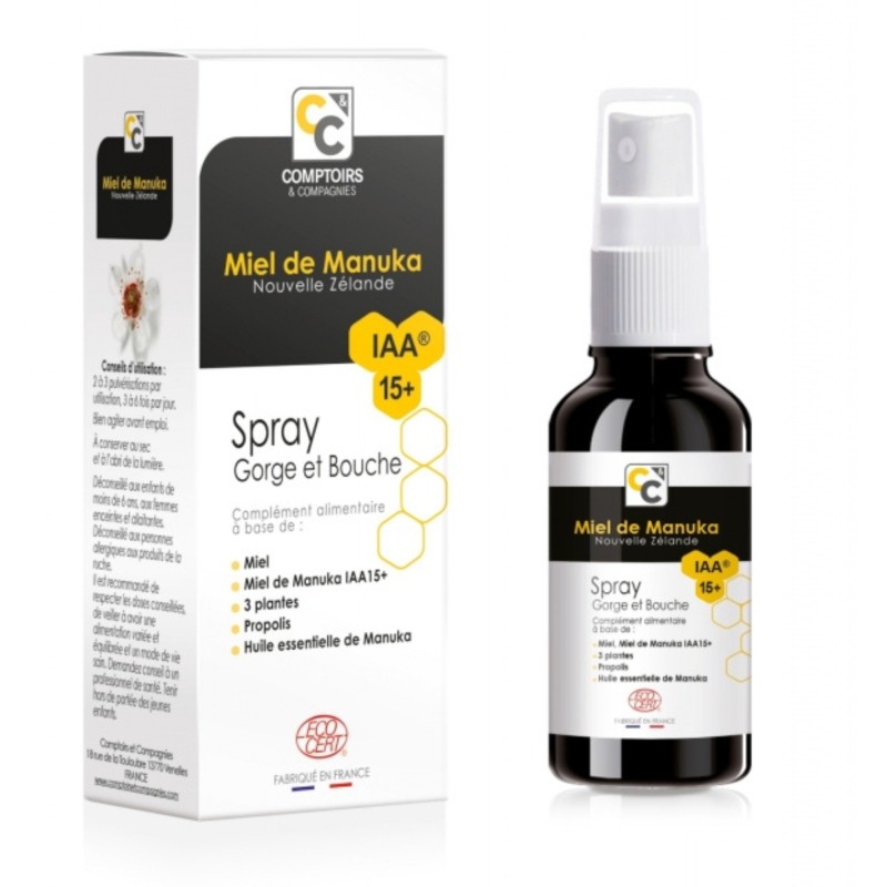 Comptoirs & Compagnies Keel- en mond spray manuka honing bio IAA®10+ 25ml